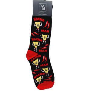 Yo Sox Socks Crew Men Women Nacho Man Macho Cheese Peppers Taco Chips NWT NEW
